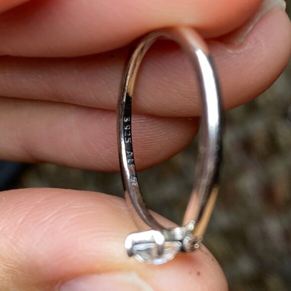 Authentic Pandora Ring stamped ALE 925 tiny diamonds and one opal US 8 - Picture 2 of 11